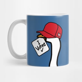 Goose in Red Hat says he Voted Mug